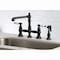 Kingston Brass English Country 8" Bridge Kitchen Faucet W/ Sprayer, Black KS7270PLBS - alternate 3